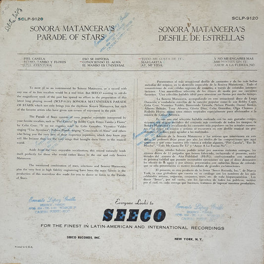 Sonora Matancera's* : Sonora Matancera's Parade Of Stars (LP, Comp, Mono, HI-)