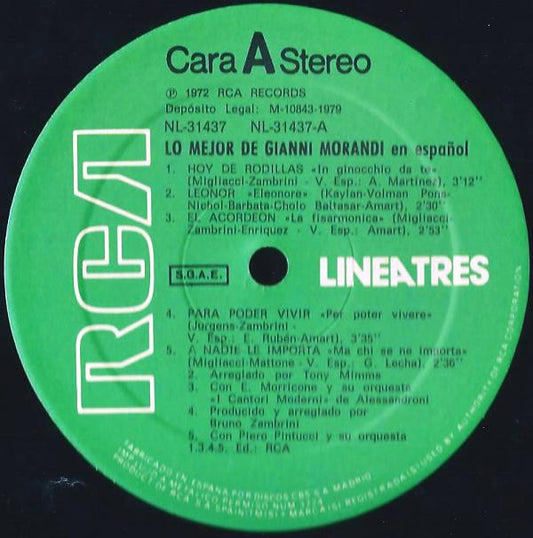 Gianni Morandi - Lo Mejor De Gianni Morandi En Español vinyl record, LP (Near Mint (NM or M-)) | Lulo Records
