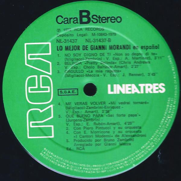 Gianni Morandi : Lo Mejor De Gianni Morandi En Español (LP, Comp)