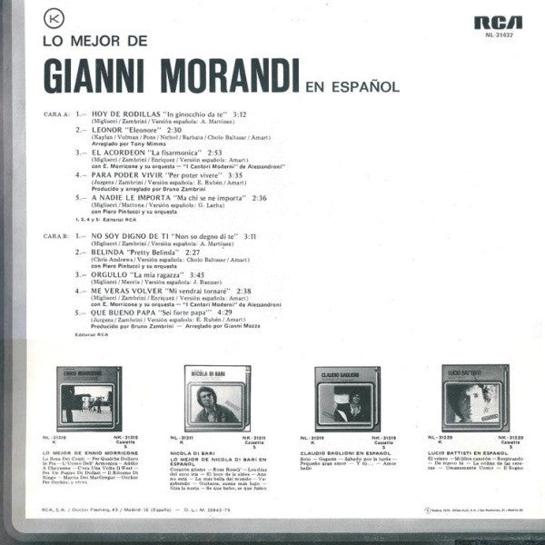 Gianni Morandi : Lo Mejor De Gianni Morandi En Español (LP, Comp)