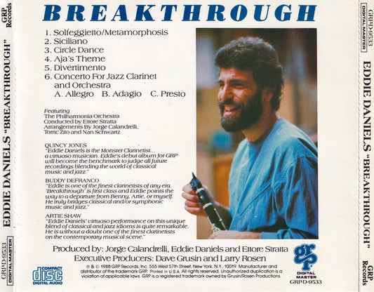 Eddie Daniels With Philharmonia Orchestra - Breakthrough vinyl record, CD (Near Mint (NM or M-)) | Lulo Records