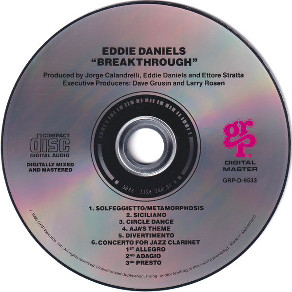 Eddie Daniels With Philharmonia Orchestra : Breakthrough (CD, Album)