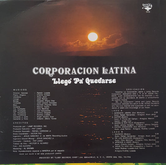 Corporacion Latina : Llego' Pa' Quedarse (LP, Album)