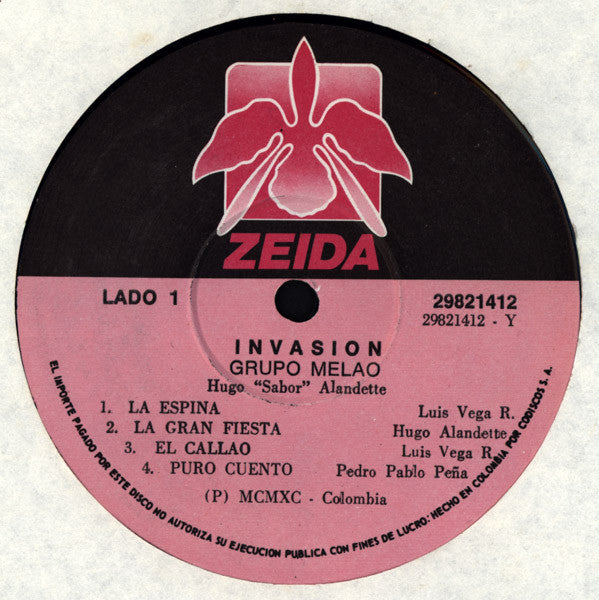Grupo Melao Canta: Hugo Alandette : Invasión (LP, Album)