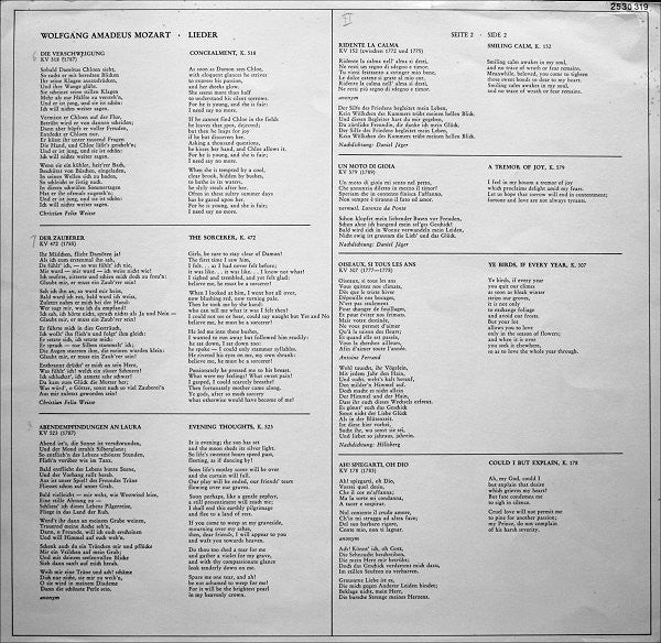 Edith Mathis, Bernhard Klee - Wolfgang Amadeus Mozart : Lieder (LP)