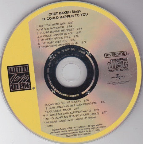 Chet Baker : It Could Happen To You (CD, Album, RE, RM)