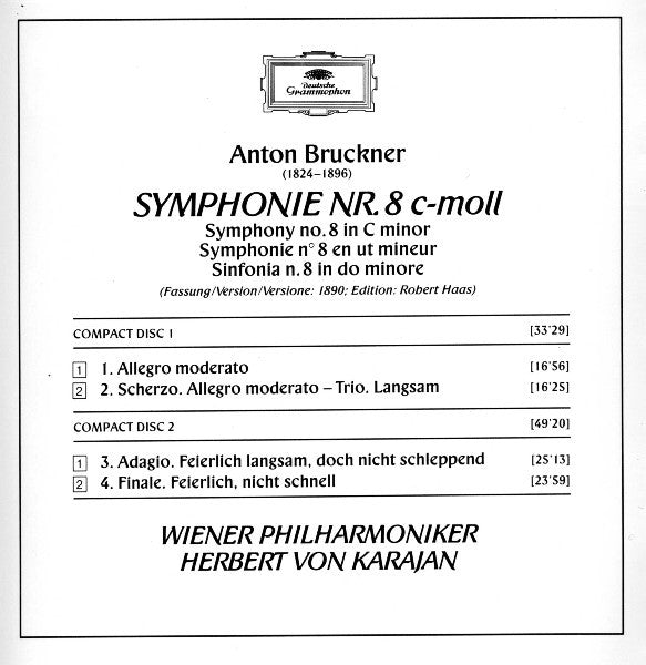 Anton Bruckner - Wiener Philharmoniker, Herbert von Karajan : Symphonie No. 8 (2xCD, Album)