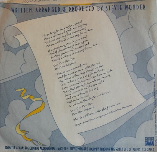 Stevie Wonder : Ribbon In The Sky (7", Single)