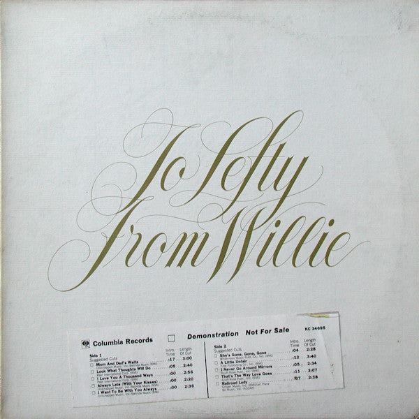 Willie Nelson : To Lefty From Willie (LP, Album, Promo)