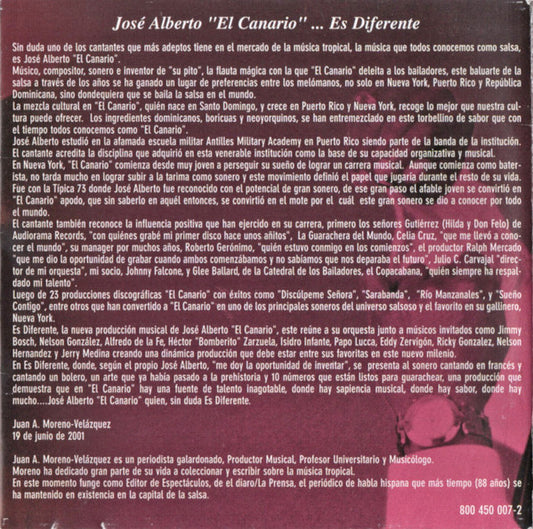José Alberto 'El Canario' - Diferente vinyl record, CD (Near Mint (NM or M-)) | Lulo Records