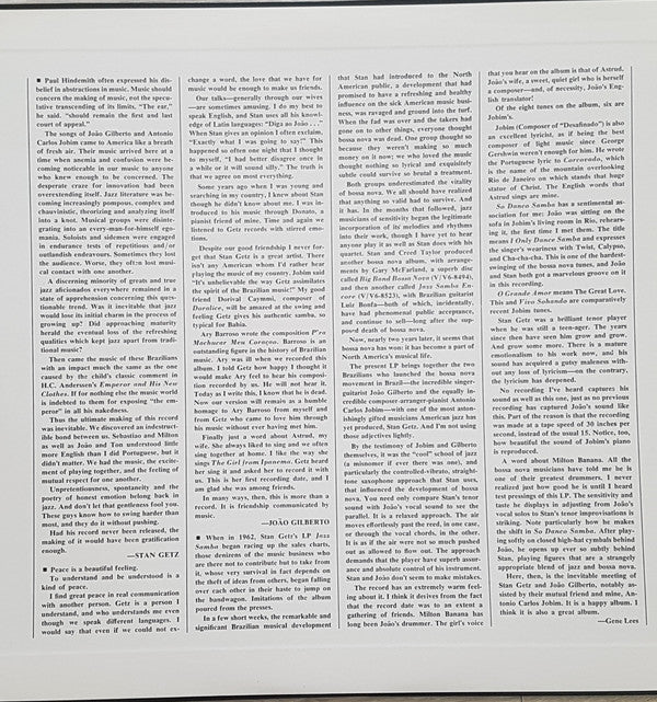 Stan Getz / João Gilberto Featuring Antonio Carlos Jobim : Getz / Gilberto (LP, Album, RE, Gat)