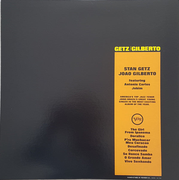 Stan Getz / João Gilberto Featuring Antonio Carlos Jobim : Getz / Gilberto (LP, Album, RE, Gat)