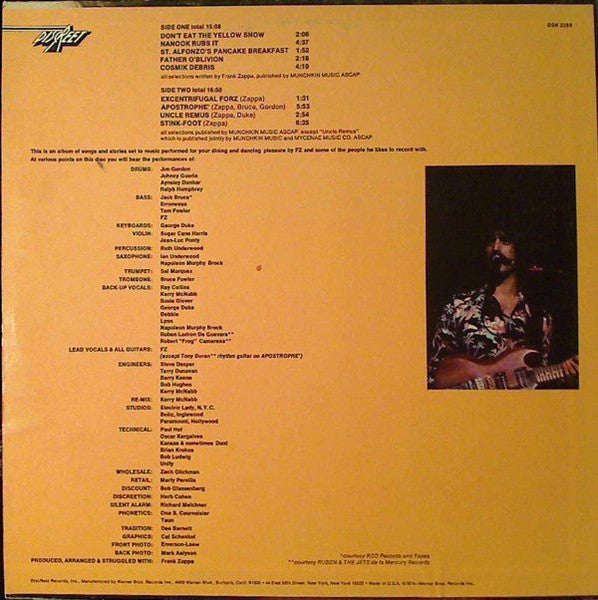 Frank Zappa : Apostrophe (') (LP, Album, RE, Win)