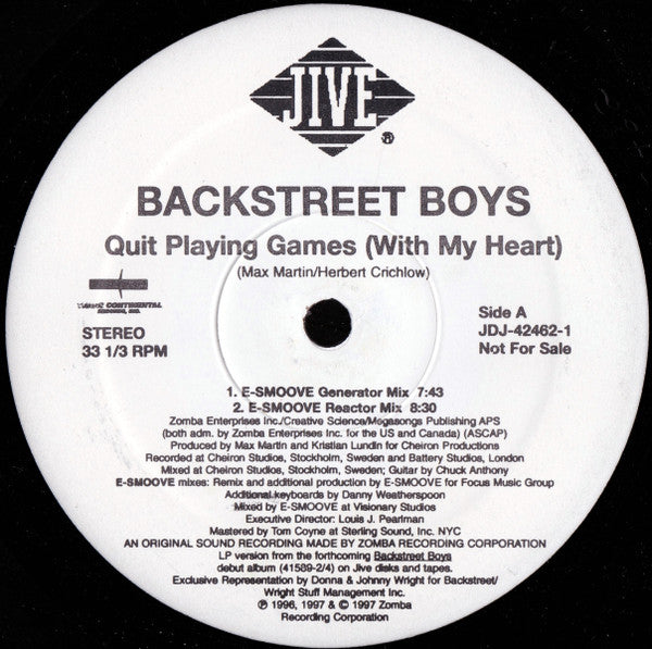 Backstreet Boys : Quit Playing Games (With My Heart) (2x12")