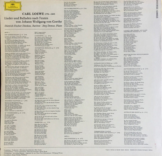 Carl Loewe - Dietrich Fischer-Dieskau • Jörg Demus - Lieder Und Balladen, Vol. II vinyl record, LP (Near Mint (NM or M-)) | Lulo Records