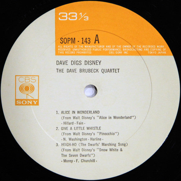 The Dave Brubeck Quartet : Dave Digs Disney (LP, Album, Mono, RE)