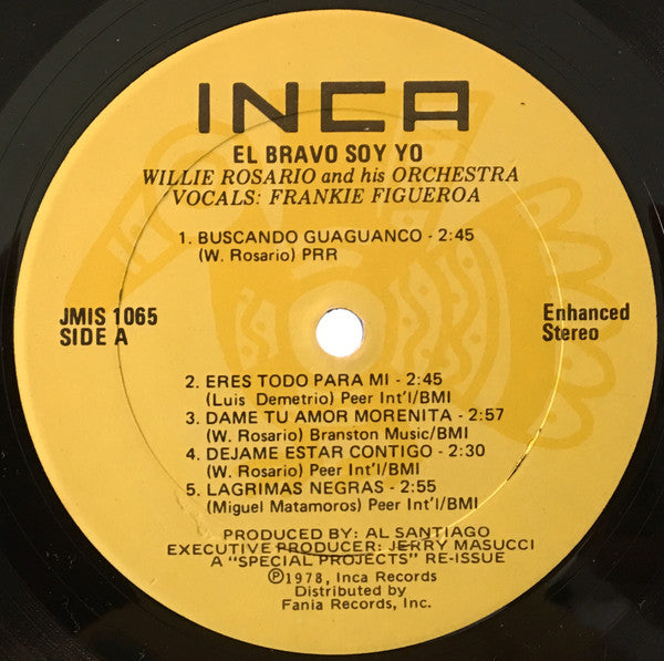 Willie Rosario Y Su Orquesta ,Vocals: Frankie Figueroa : El Bravo Soy Yo (LP, Album, RE)