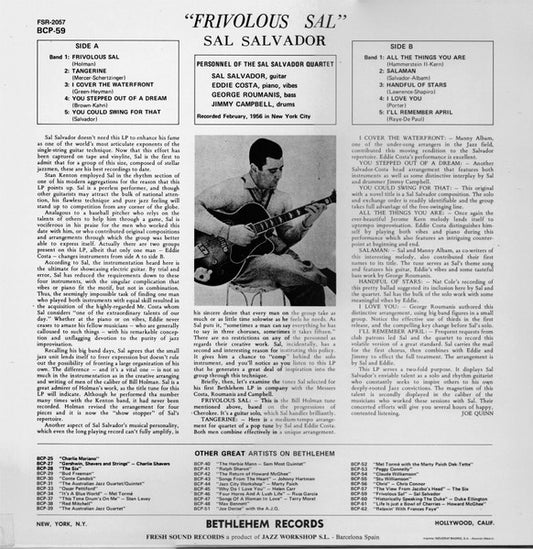 Sal Salvador : Frivolous Sal (LP, Mono, RE)