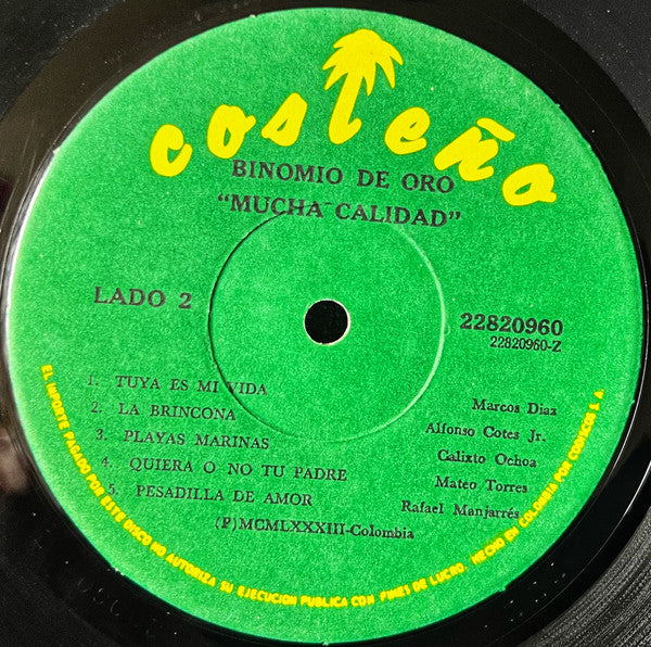 Binomio De Oro : Mucha Calidad (LP, Album)