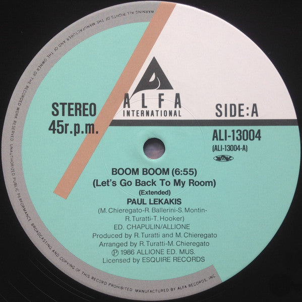 Paul Lekakis = ポール・レカキス* : Boom Boom (Let's Go Back To My Room) = ブーム・ブーム (12")