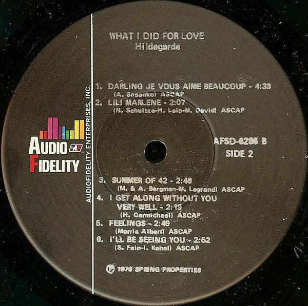 Hildegarde : What I Did For Love (LP)