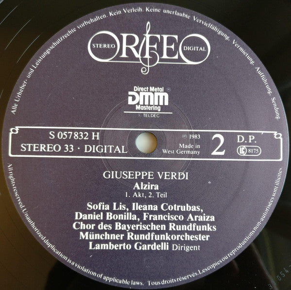 Giuseppe Verdi - Ileana Cotrubas • Francisco Araiza • Renato Bruson, Lamberto Gardelli : Alzira (2xLP + Box)