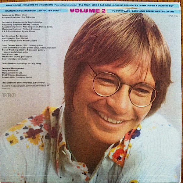 John Denver : John Denver's Greatest Hits, Volume 2 (LP, Comp, Ind)