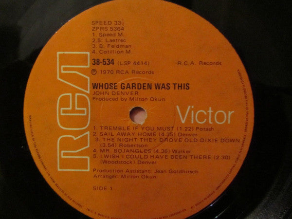 John Denver : Whose Garden Was This (LP, Album, RE)