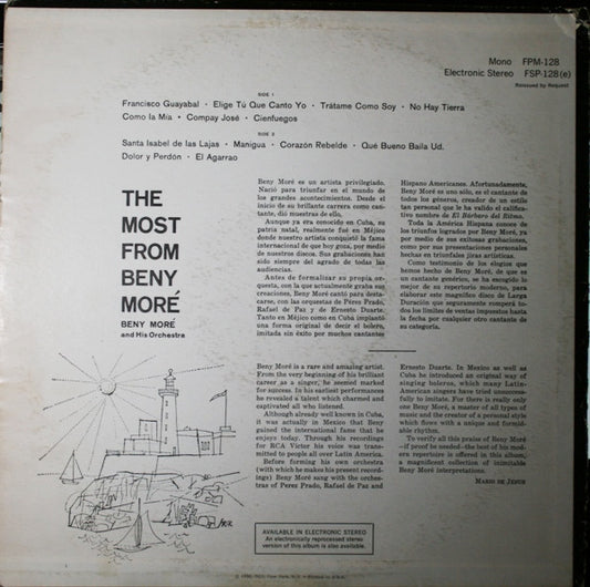 Beny Moré - The Most From Beny Moré vinyl record, LP (Very Good Plus (VG+)) | Lulo Records