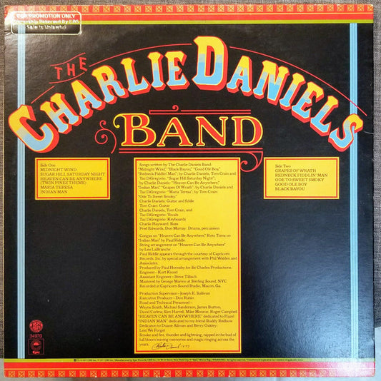 The Charlie Daniels Band - Midnight Wind vinyl record, LP (Mint (M)) | Lulo Records