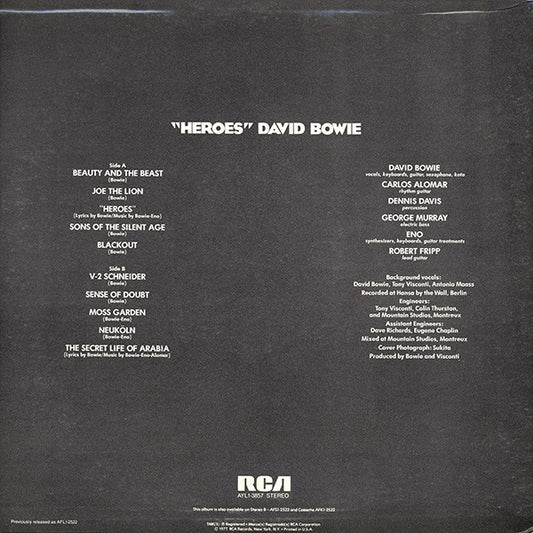 David Bowie : "Heroes" (LP, Album, RE, Ind)