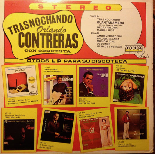 Orlando Contreras Y Orquesta - Trasnochando vinyl record, LP (Very Good Plus (VG+)) | Lulo Records
