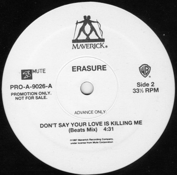 Erasure : Don't Say Your Love Is Killing Me (12", Advance, Promo)