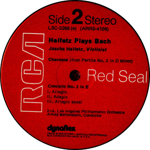 Jascha Heifetz Plays Johann Sebastian Bach : Concerto For Two Violins, Concertos Nos. 1 And 2, Chaconne (LP, Comp)