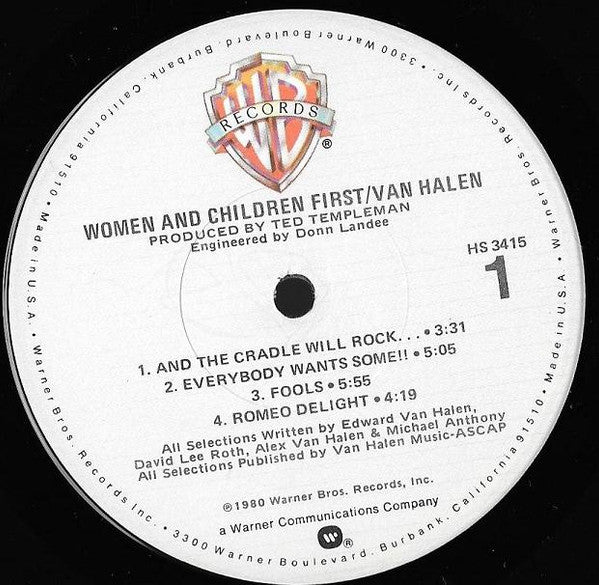 Van Halen : Women And Children First (LP, Album, Win)