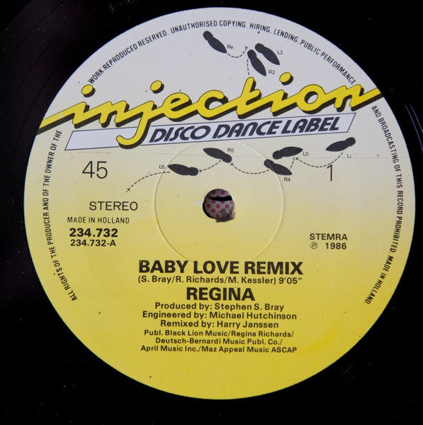 Regina (2) : Baby Love (Remix) (12", Maxi, Pic)