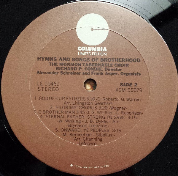 Mormon Tabernacle Choir : Hymns And Songs Of Brotherhood (LP, Ltd, RE)