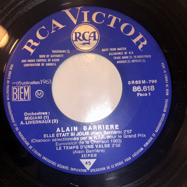 Alain Barrière : Elle Était Si Jolie (7", EP, Mono, RE, Jul)