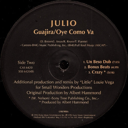 Julio Iglesias : Guajira / Oye Como Va (12", Maxi, Promo)