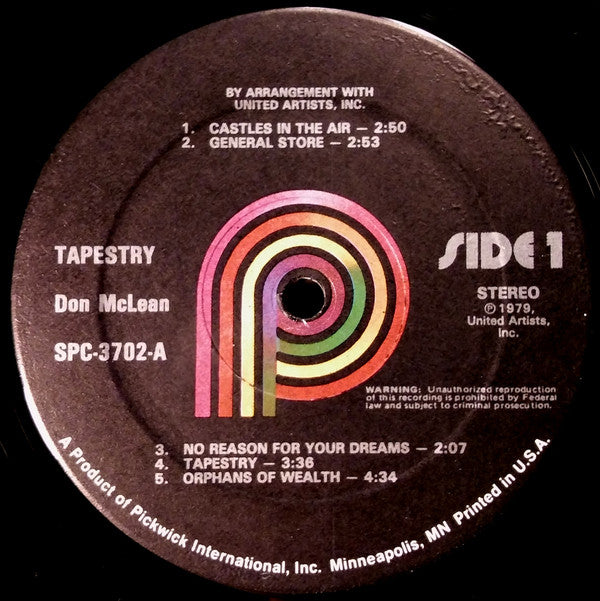 Don McLean : Tapestry (LP, Album, RE)