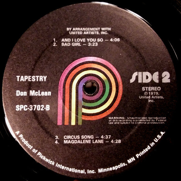 Don McLean : Tapestry (LP, Album, RE)