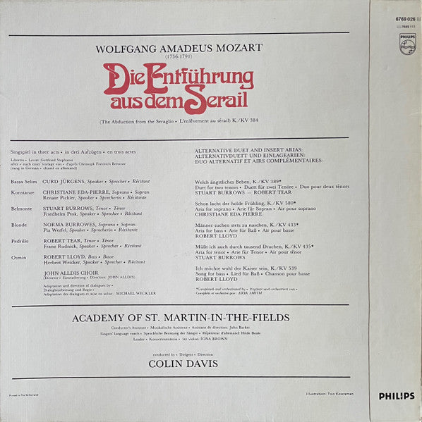 Wolfgang Amadeus Mozart, Christiane Eda-Pierre, Norma Burrowes, Stuart Burrows, Robert Tear, Robert Lloyd (4), Curd Jürgens, The Academy Of St. Martin-in-the-Fields, Sir Colin Davis : Die Entführung Aus Dem Serail = The Abduction From The Seraglio = L’Enlèvement Au Sèrail (3xLP + Box)