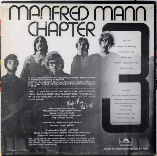 Manfred Mann Chapter Three - Manfred Mann Chapter Three vinyl record, LP (Very Good Plus (VG+)) | Lulo Records