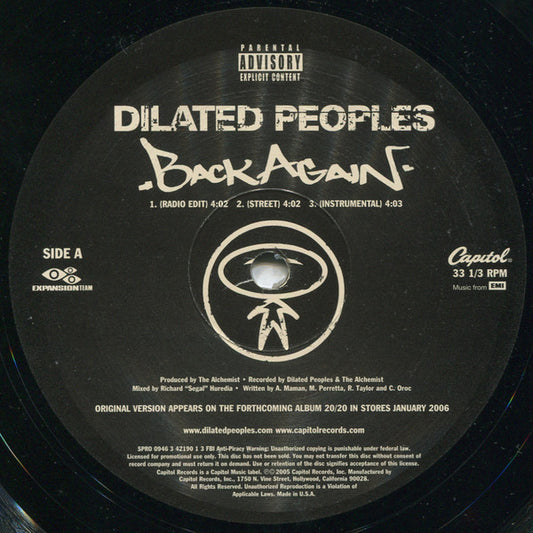 Dilated Peoples - Back Again vinyl record, 12" (Near Mint (NM or M-)) | Lulo Records