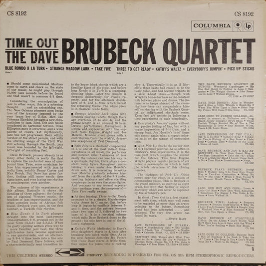 The Dave Brubeck Quartet : Time Out (LP, Album, RP, Pit)