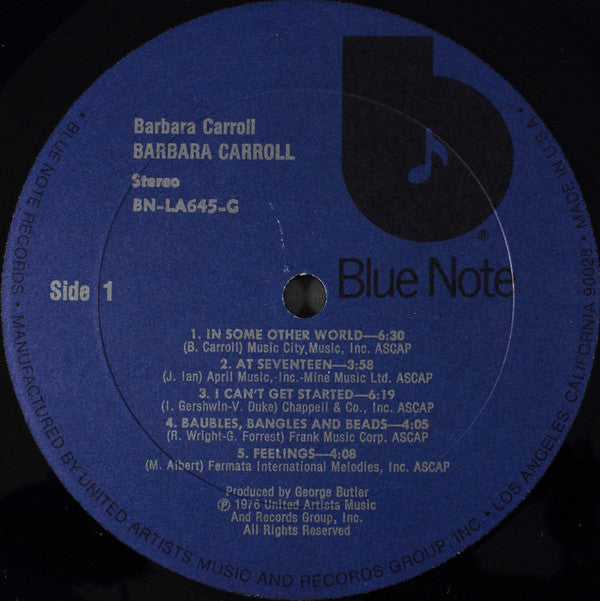 Barbara Carroll : Barbara Carroll (LP, Album)