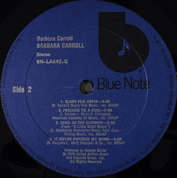 Barbara Carroll : Barbara Carroll (LP, Album)