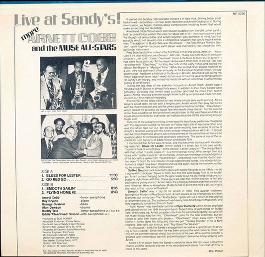 Arnett Cobb And The Muse All Stars : Live At Sandy's, More Arnett Cobb And The Muse All-Stars (LP)