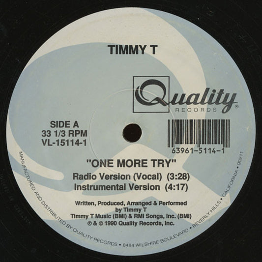 Timmy T - One More Try vinyl record, 12" (Very Good (VG)) | Lulo Records