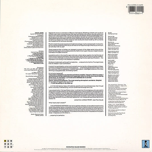 Grace Jones : Slave To The Rhythm (LP, Album, Jac)